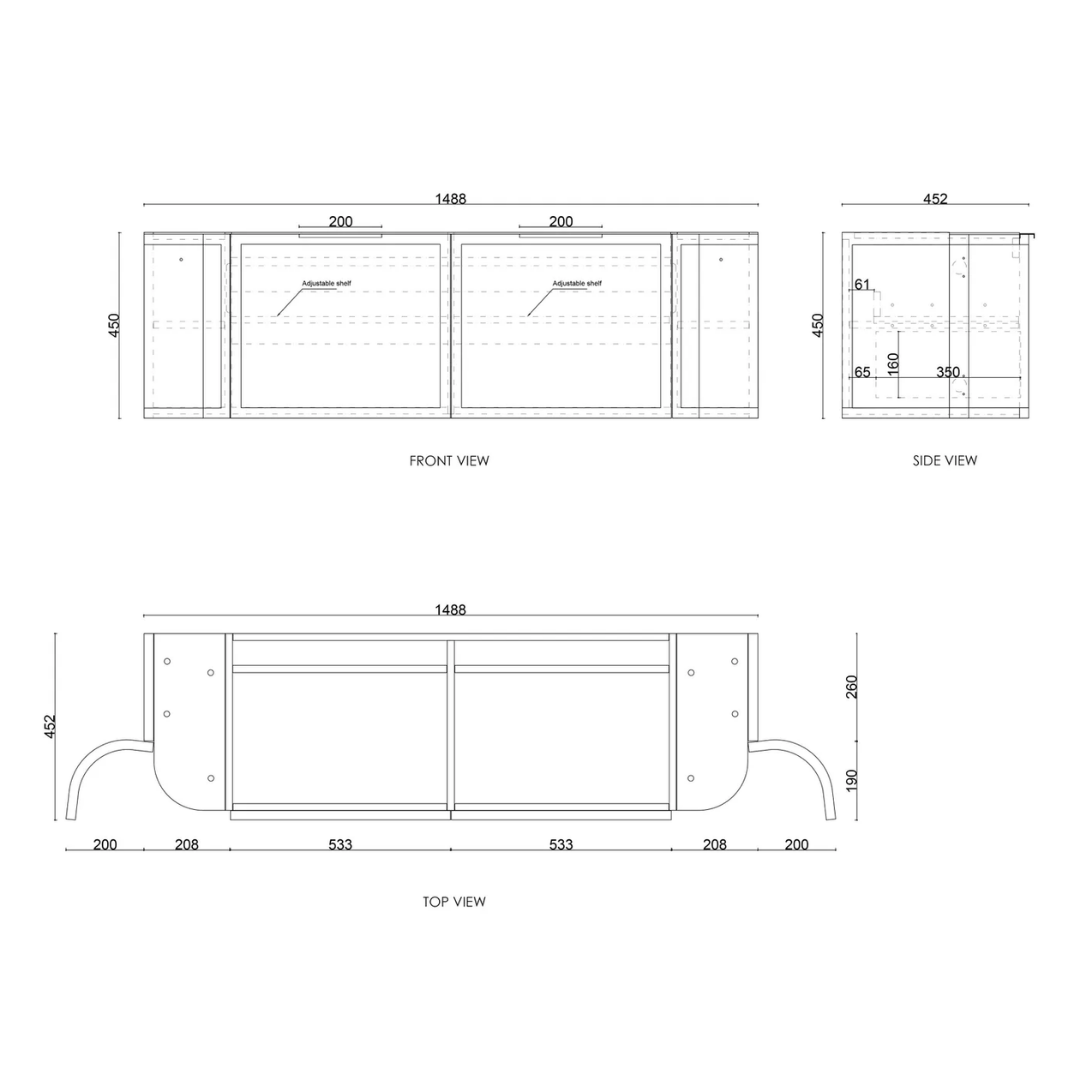 Hampshire Satin Black Vanity 1500mm