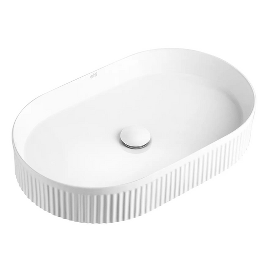 Oval Fluted Matte White Basin 560x350mm