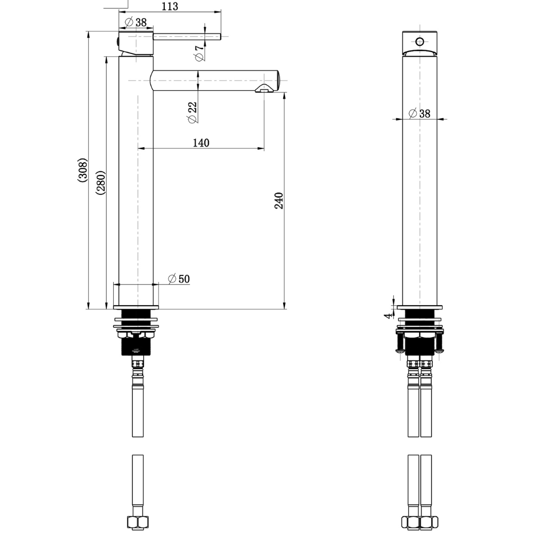 Star Mini High Rise Basin Mixer Gun Metal