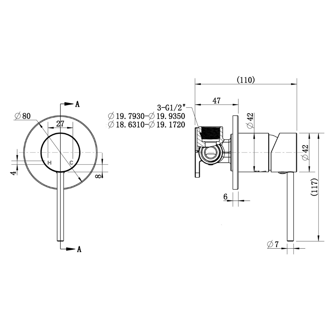 Star Mini Shower Mixer 80mm Brushed Bronze