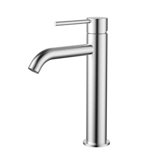 Star Mini Mid Rise Basin Mixer Curved Spout Brushed Chrome