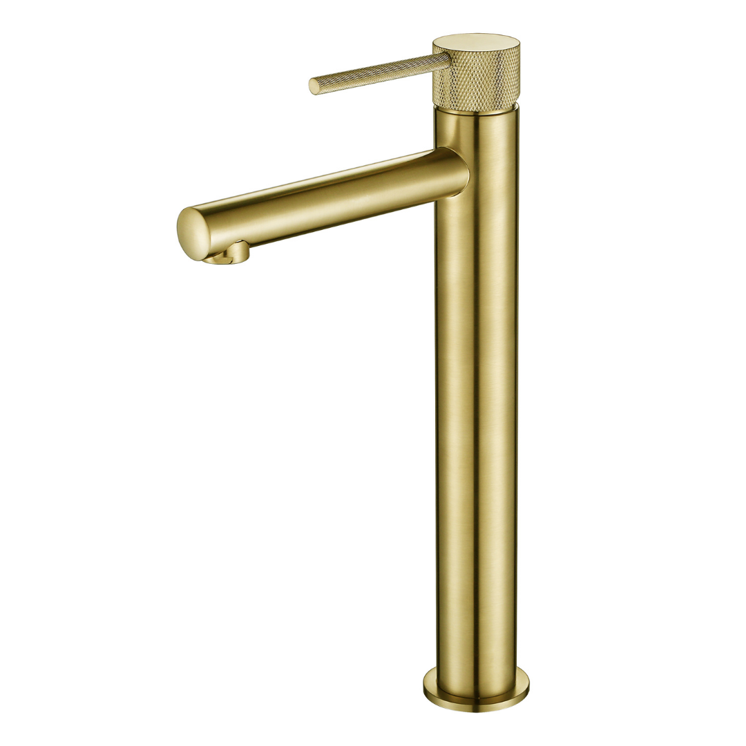 Star Mini High Rise Basin Mixer (Knurled Handle) Brushed Bronze