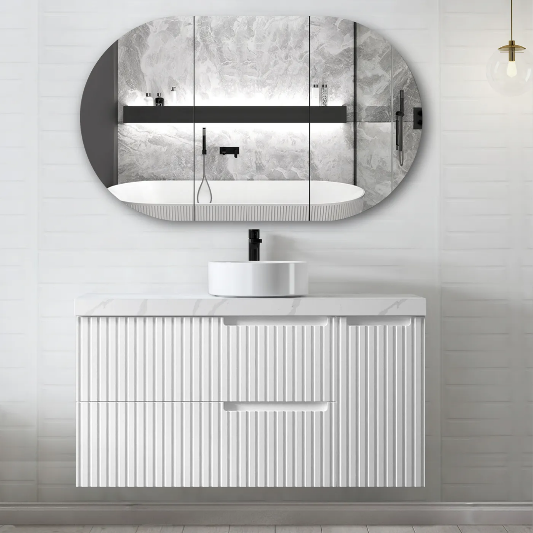 Noosa Wave Satin White Vanity 1200mm