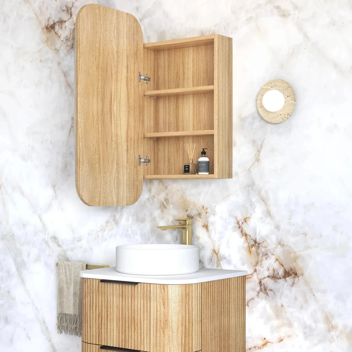 Newport 450x900 Woodland Oak Shaving Cabinet