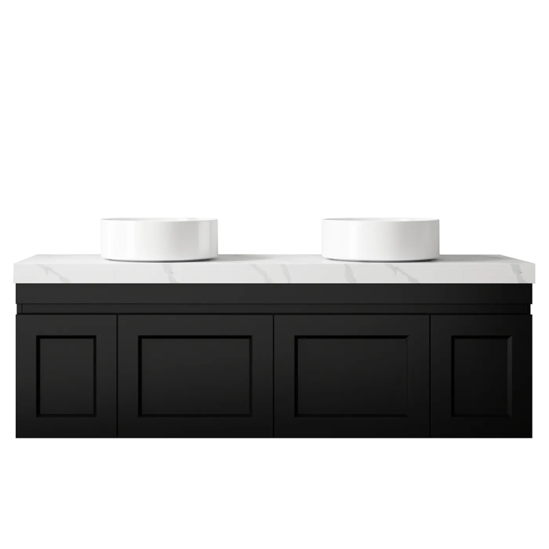 Hampton Satin Black Vanity (Double Basin) 1500mm