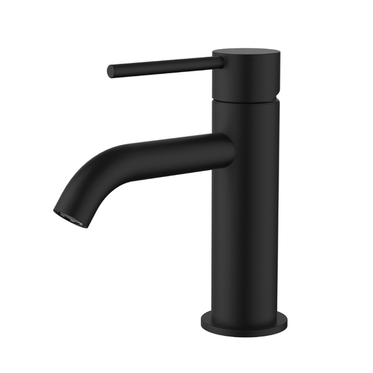 Star Mini Basin Mixer Curved Spout Matt Black