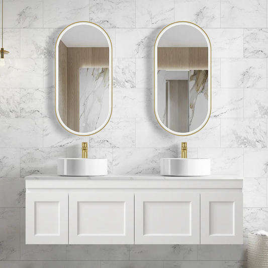 Hampton Satin White Vanity (Double Basin) 1500mm