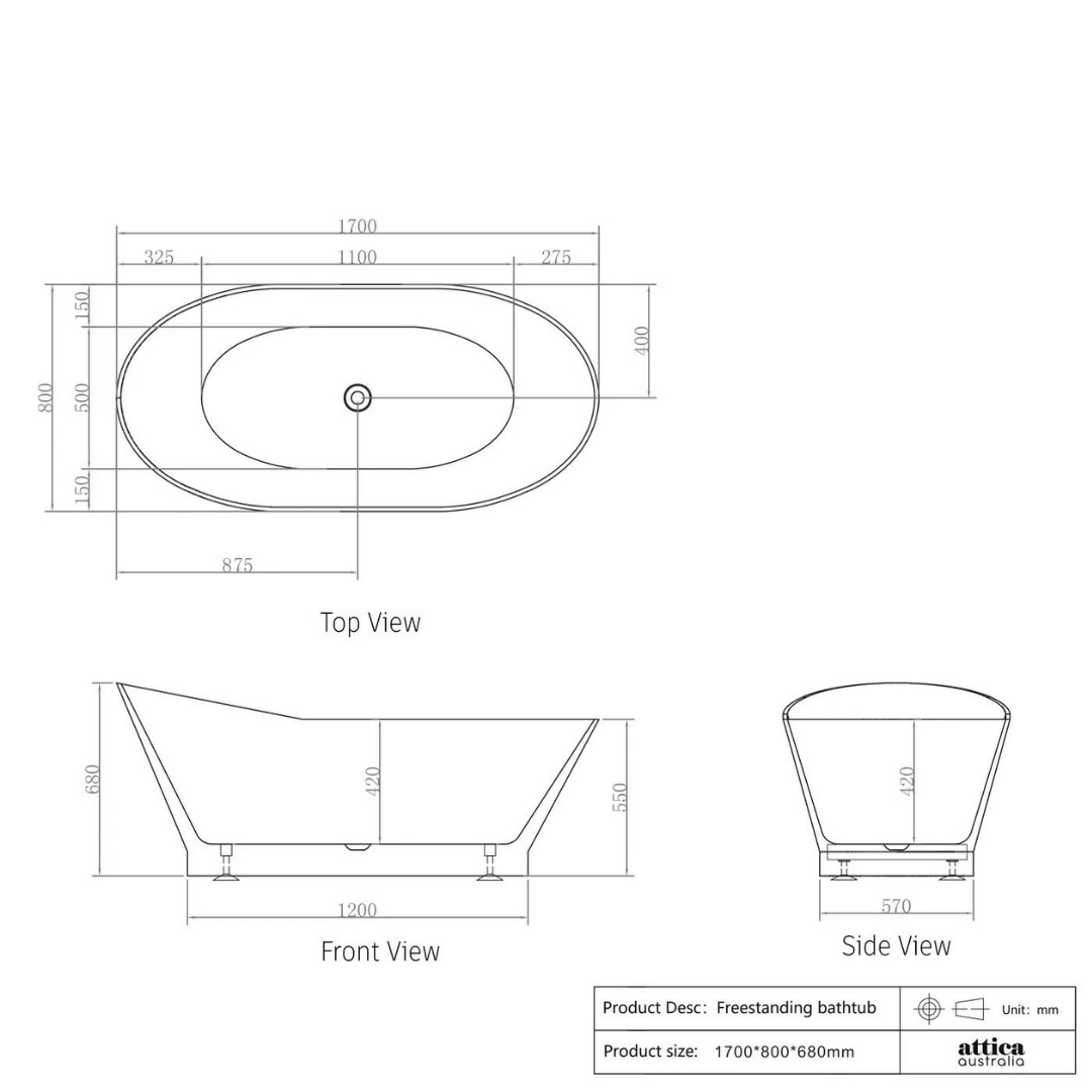 London Bath Gloss White 1700mm