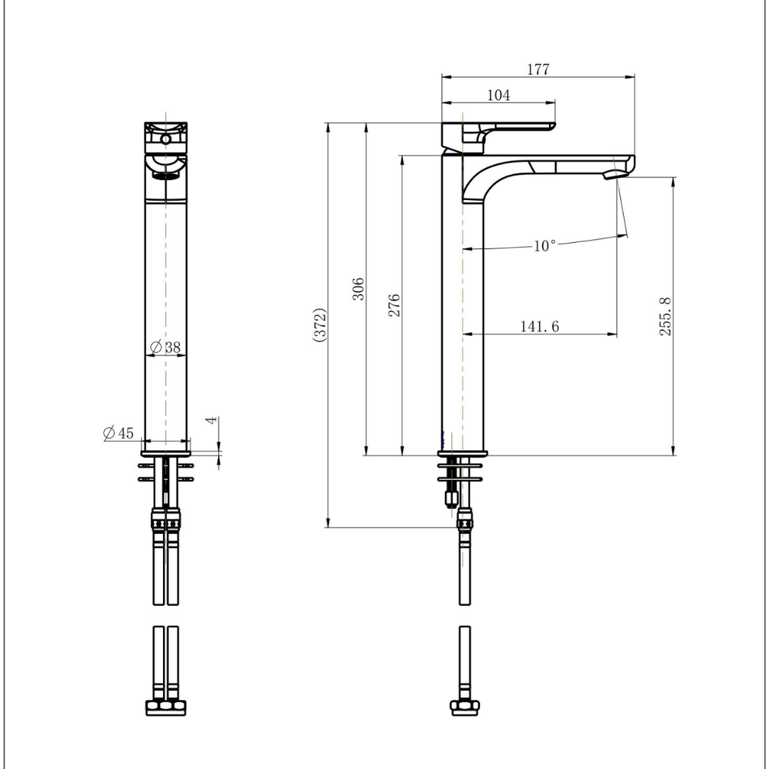 Nova High Rise Basin Mixer Champagne