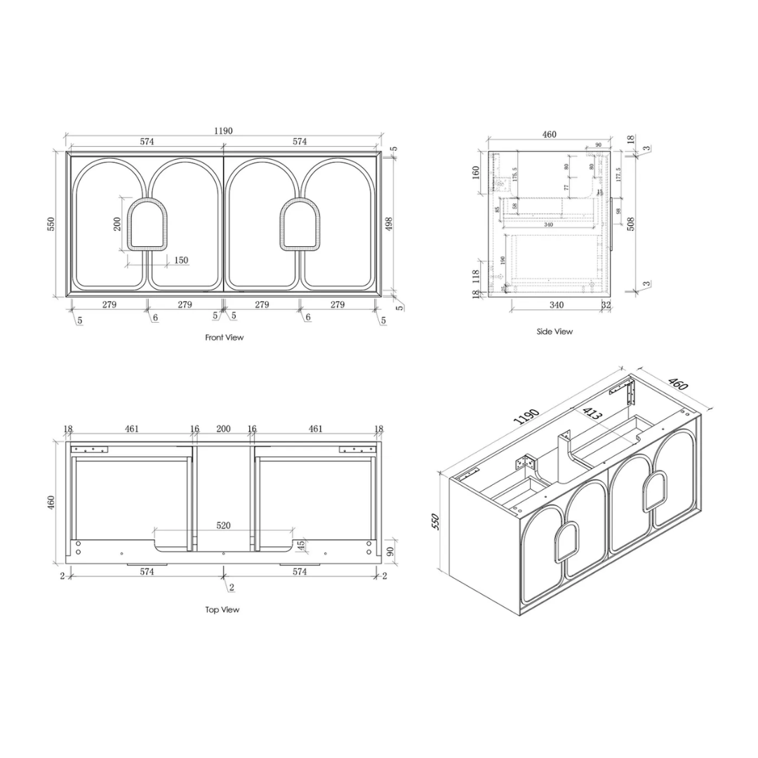 Laguna Black American Oak Vanity 1200mm