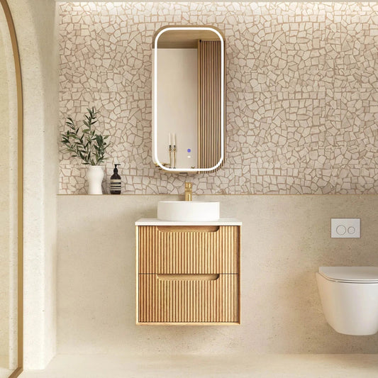 Fluted Byron Woodland Oak Vanity 600mm