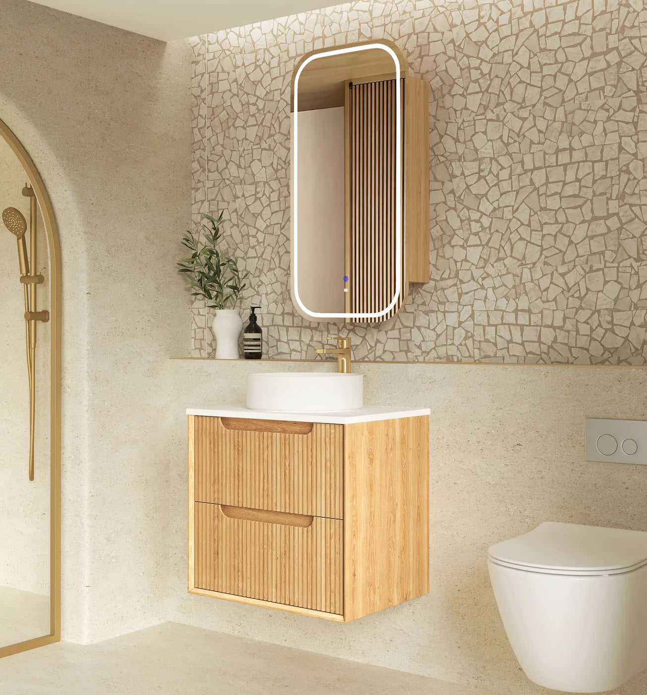 Fluted Byron Woodland Oak Vanity 600mm