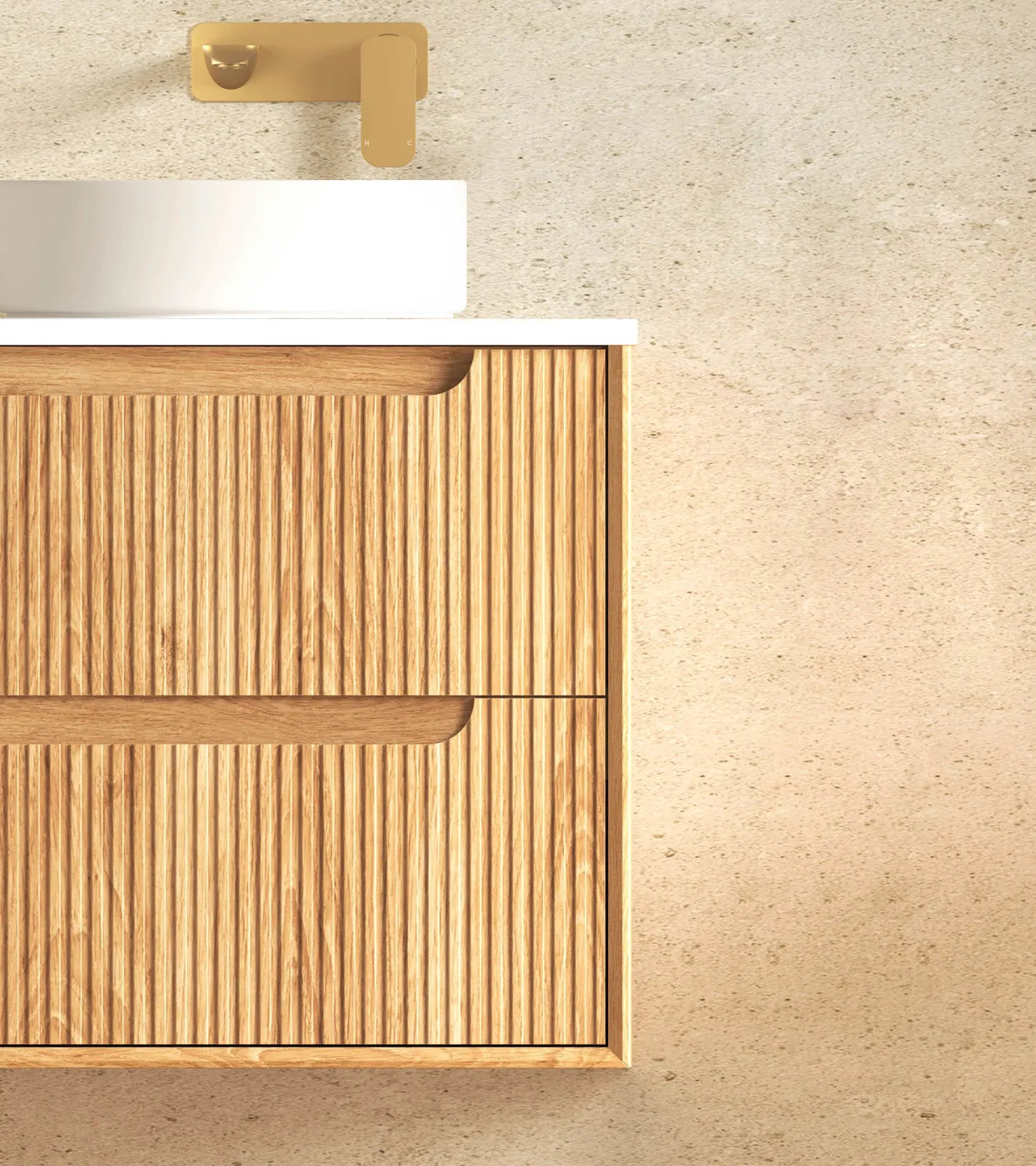 Fluted Byron Woodland Oak Vanity 600mm