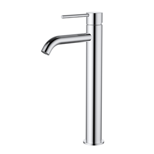 Star Mini High Rise Basin Mixer Curved Spout Chrome