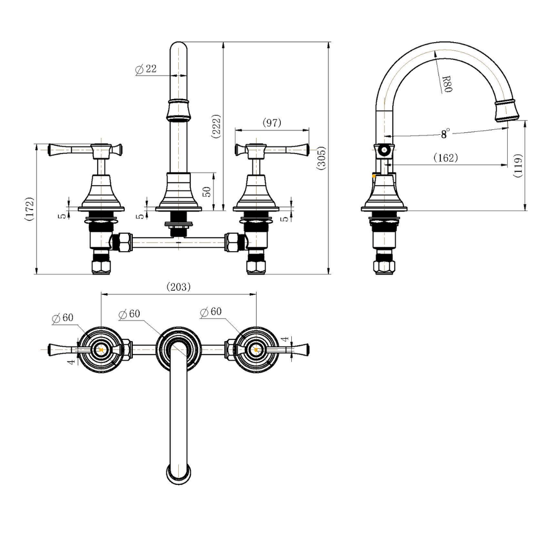 Montpellier Basin Set Chrome