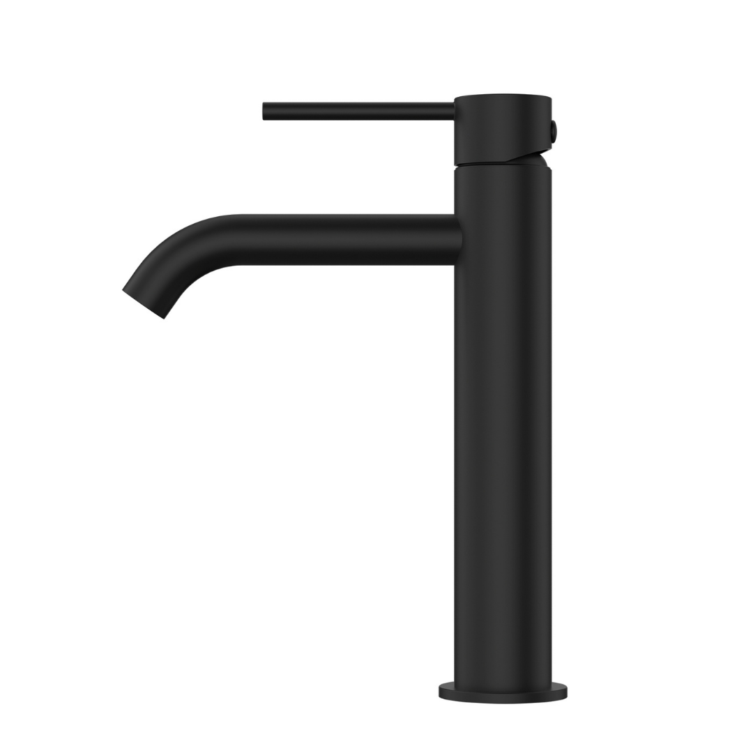 Star Mini Mid Rise Basin Mixer Curved Spout Matt Black