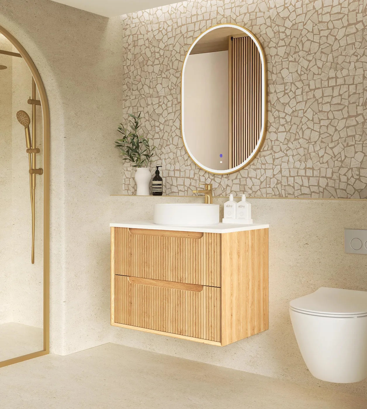 Fluted Byron Woodland Oak Vanity 750mm