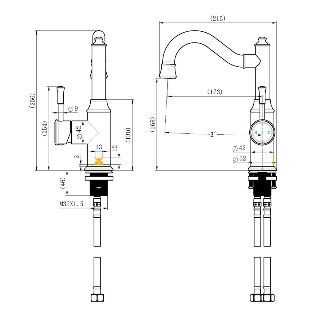 Montpellier Shepherd High Rise Basin Mixer Chrome