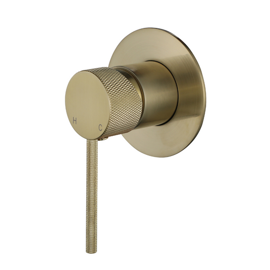 Star Mini Shower Mixer 80mm (Knurled Handle) Brushed Bronze