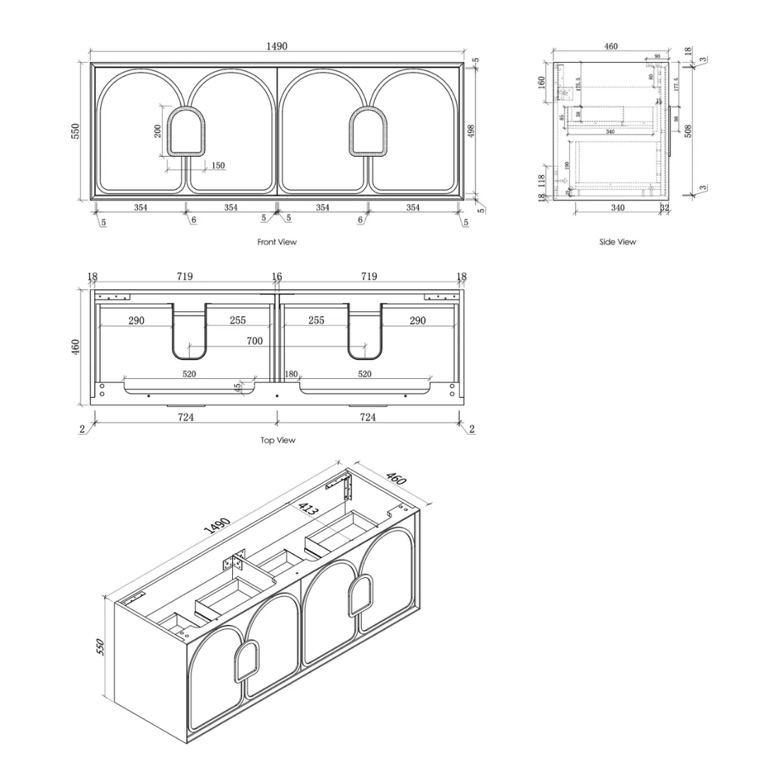 Laguna Satin White Vanity 1500mm