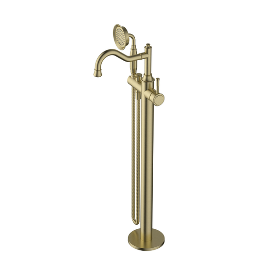 Montpellier Free Standing Bath Mixer with Handshower Brushed Bronze