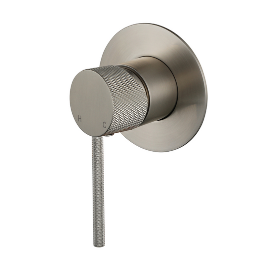 Star Mini Shower Mixer 80mm (Knurled Handle) Brushed Nickel