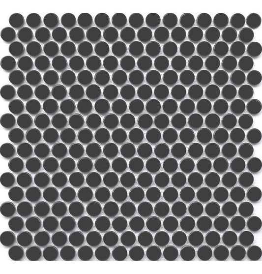 Luxe Penny Round Mosaic Matt Black 309x315mm