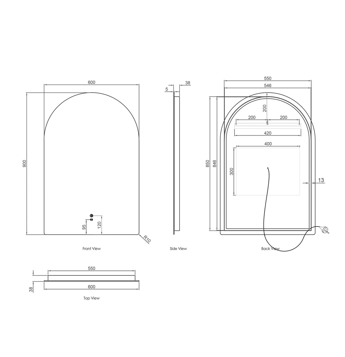 LED Archie 900x600 Mirror