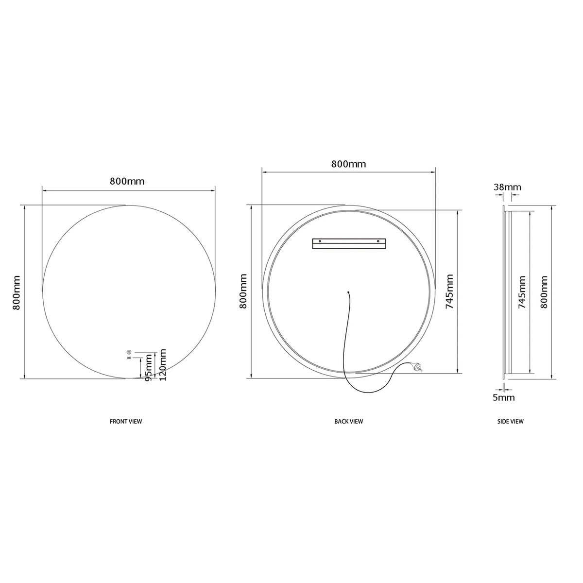 LED Bondi 800mm Mirror