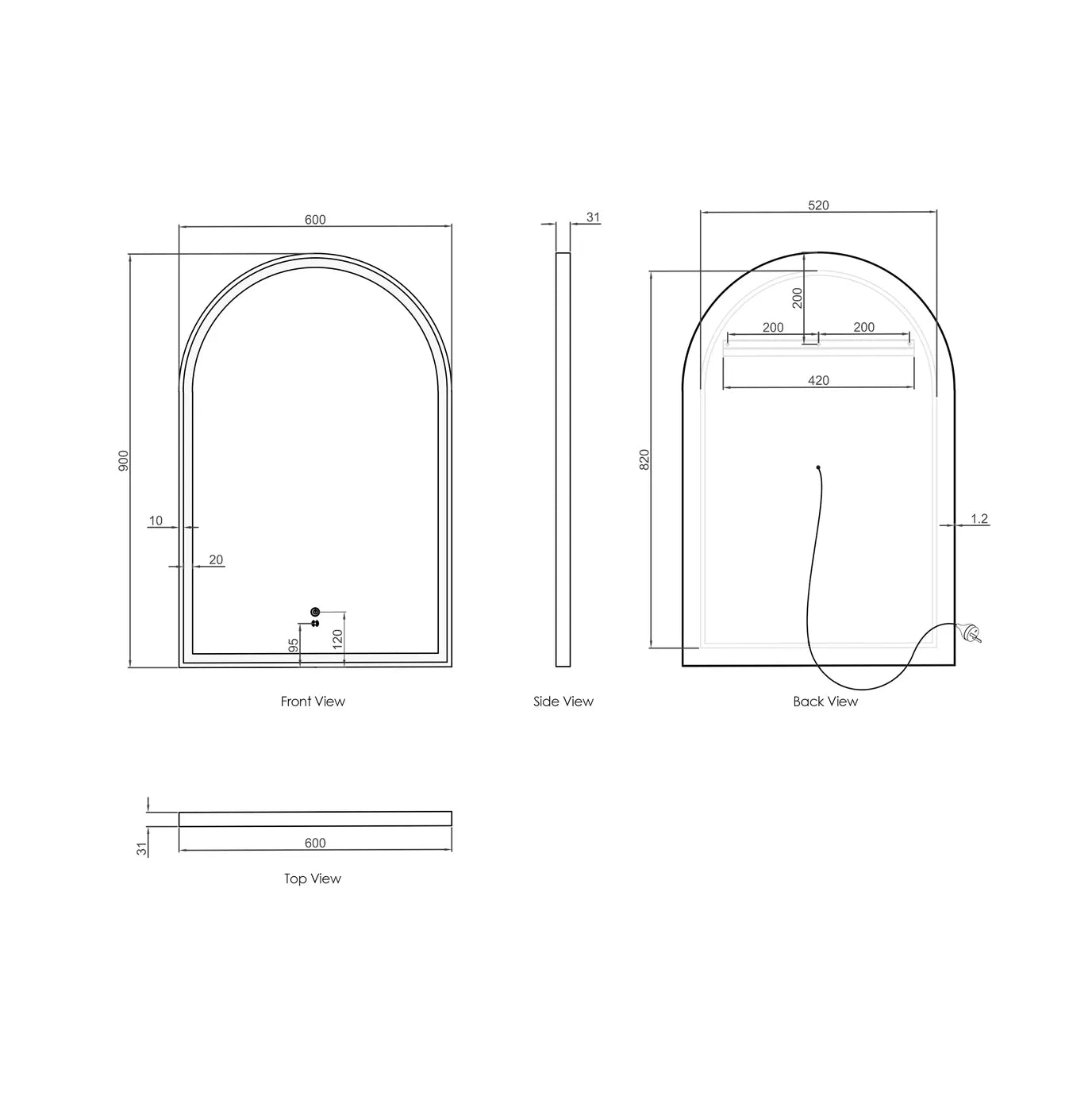 LED Archie 900x600 Mirror