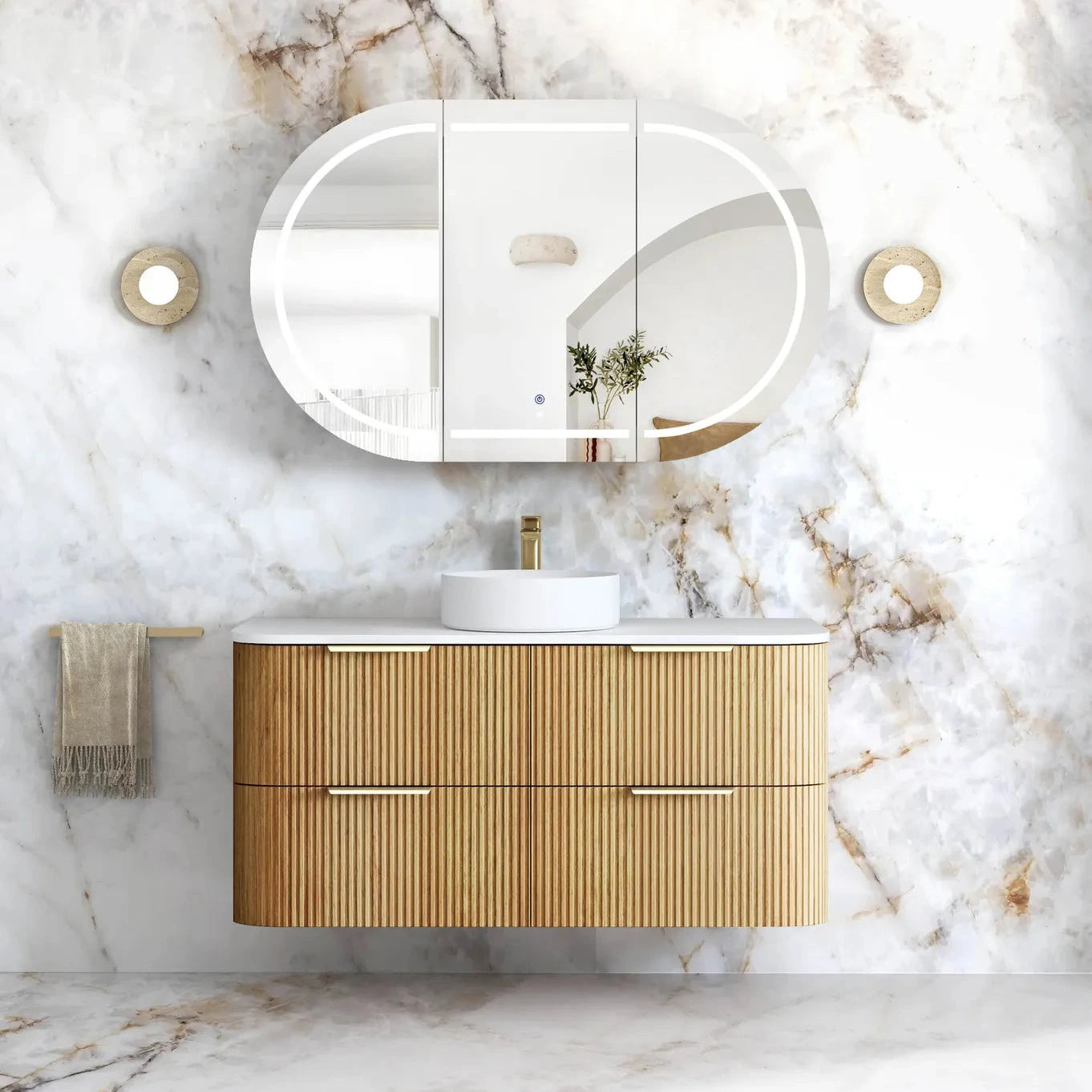 Havana Woodland Oak Fluted Vanity 1200mm
