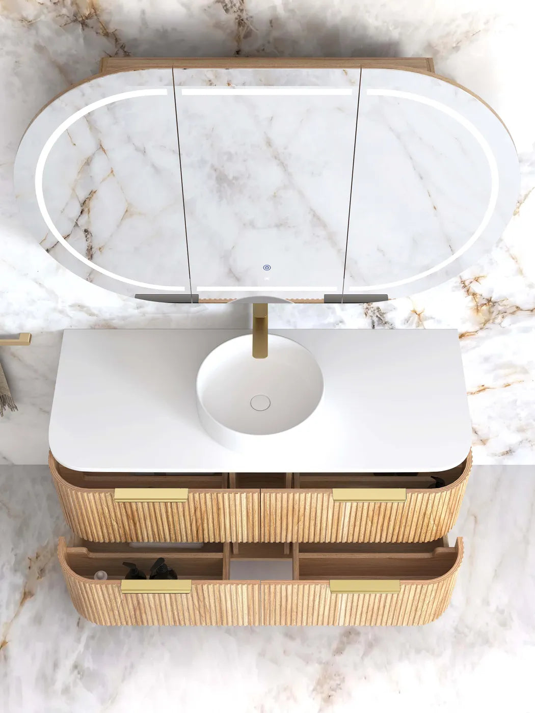 Havana Woodland Oak Fluted Vanity 1200mm