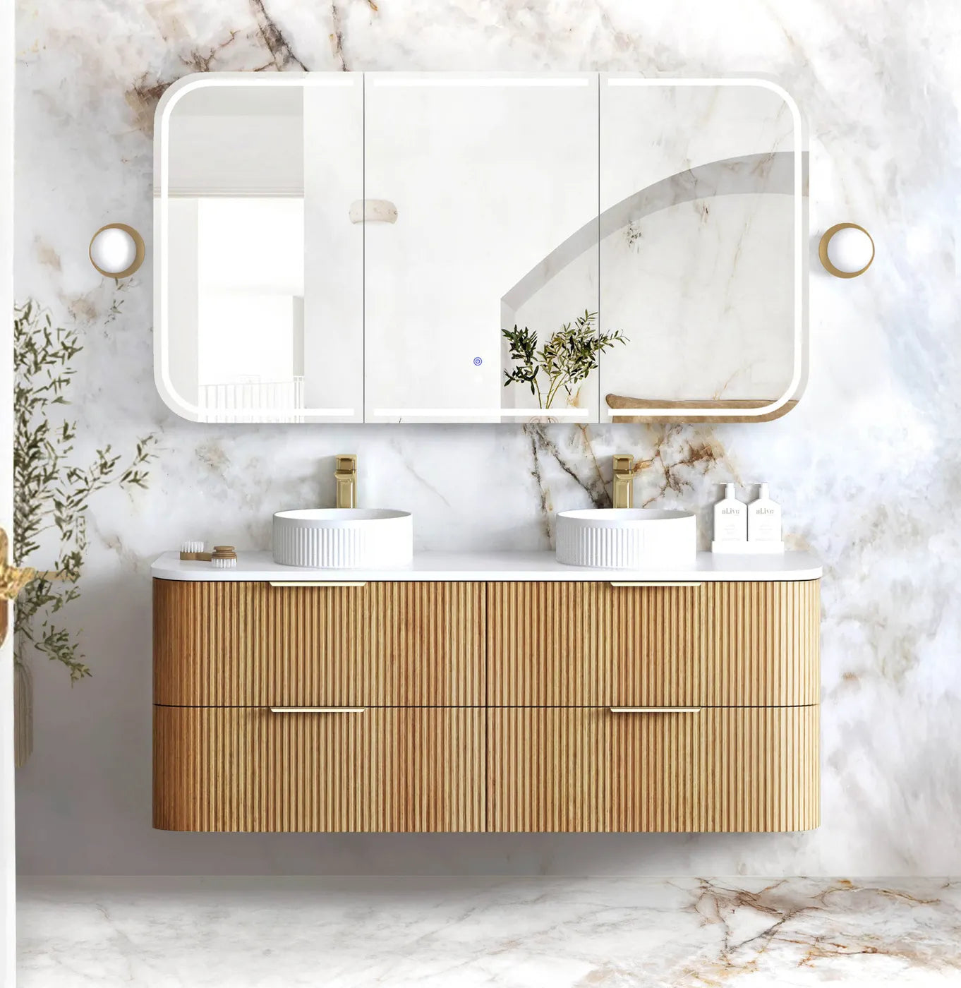 Havana Woodland Oak Fluted Vanity 1500mm