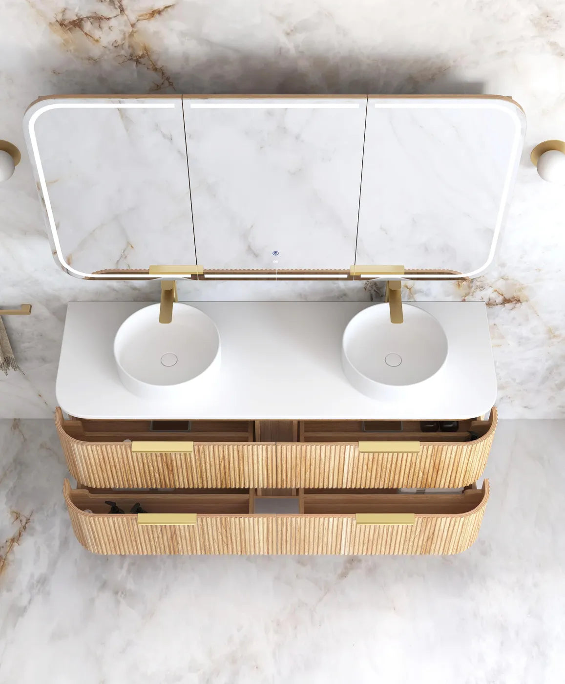 Havana Woodland Oak Fluted Vanity 1500mm