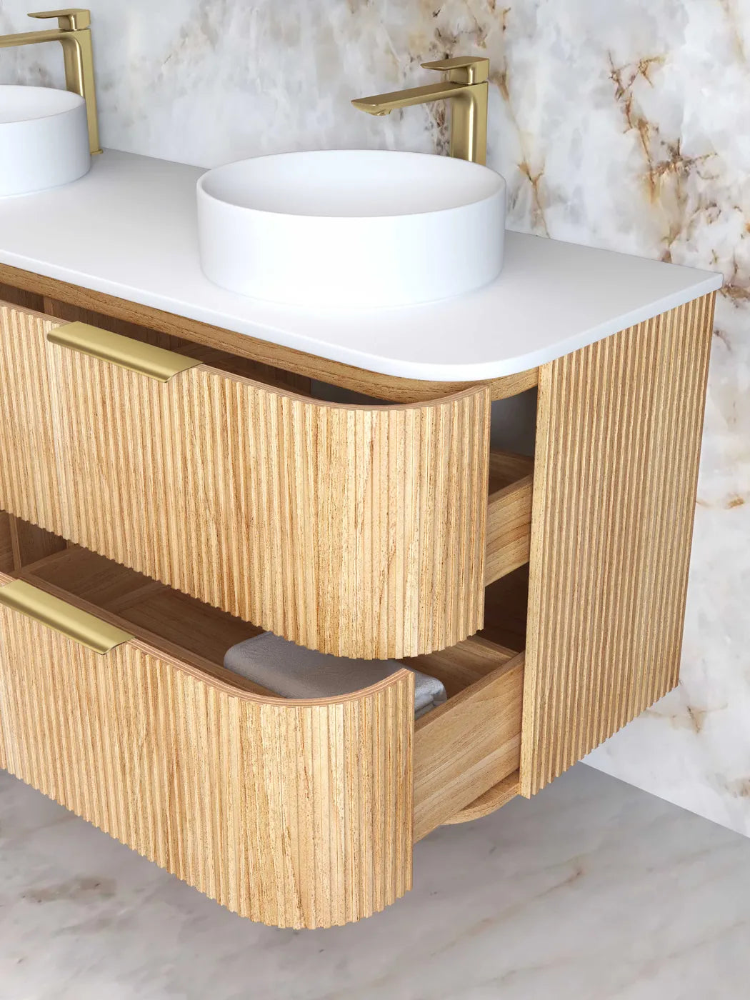 Havana Woodland Oak Fluted Vanity 1500mm