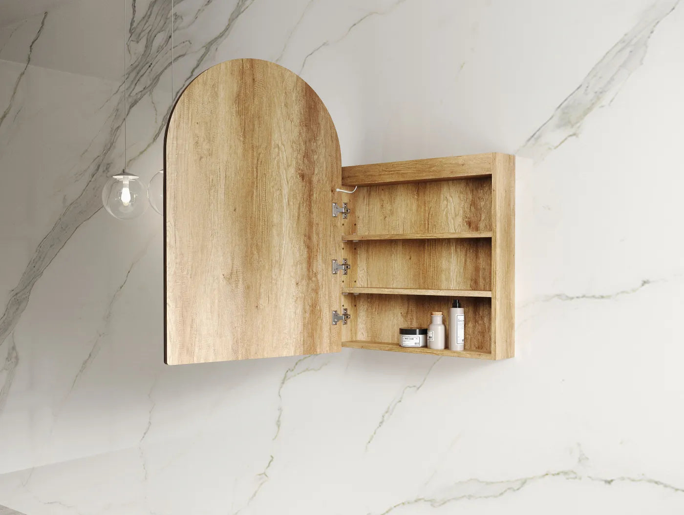 LED Archie 900x600 Natural Oak Shaving Cabinet