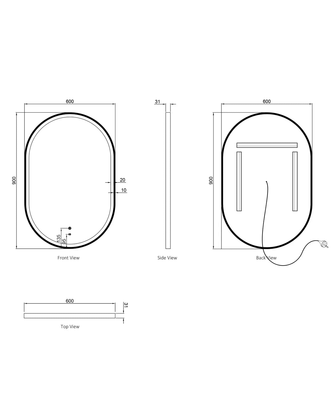 LED Noosa 900x600 Mirror