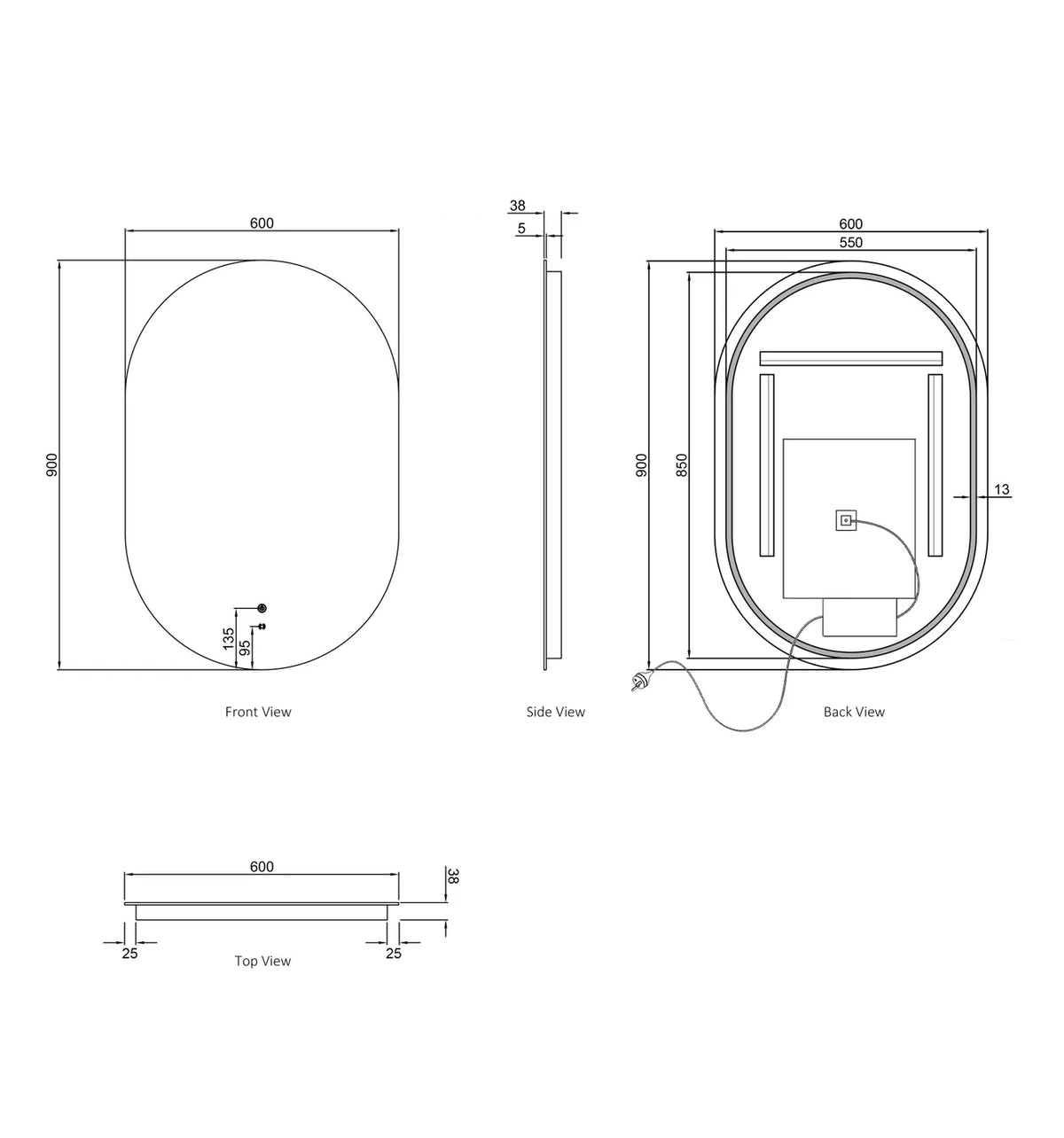 LED Noosa 900x600 Mirror