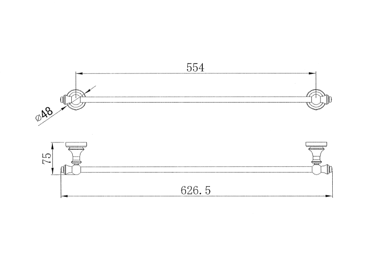 Medoc Single Towel Rail 600mm Chrome