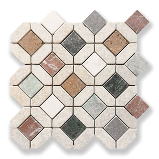 Tunis Multi Crema Tumbled Mosaic