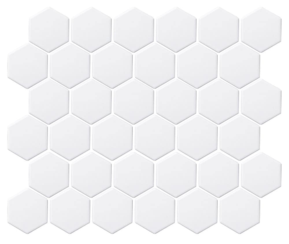 Luxe Large Hexagon Mosaic Gloss White 277x320mm