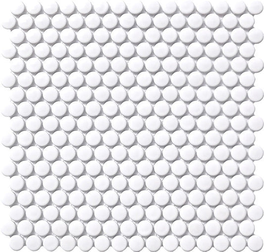 Luxe Penny Round Mosaic Gloss White 309x315mm