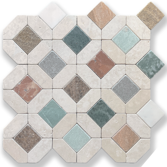 Tunis Multi Crema Tumbled Mosaic